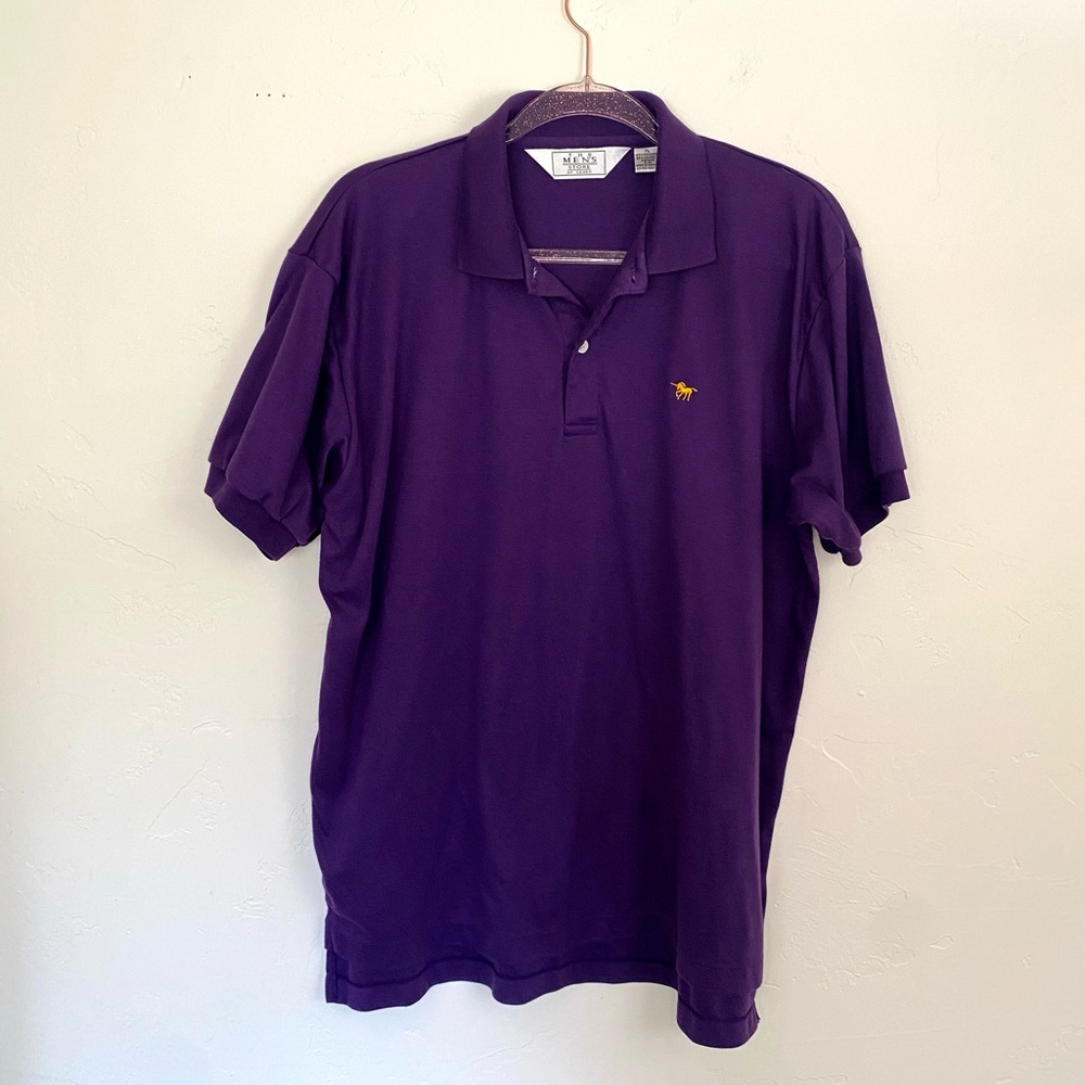 Vintage Royal Purple Polo XL w/Unicorn Gold Logo from The Men's Store at Sears